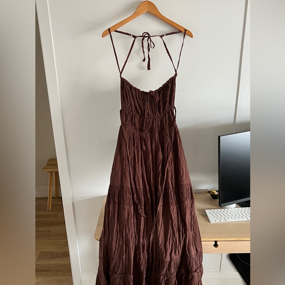 Free People Taking Sides Maxi Dress, Chocolate Brown
